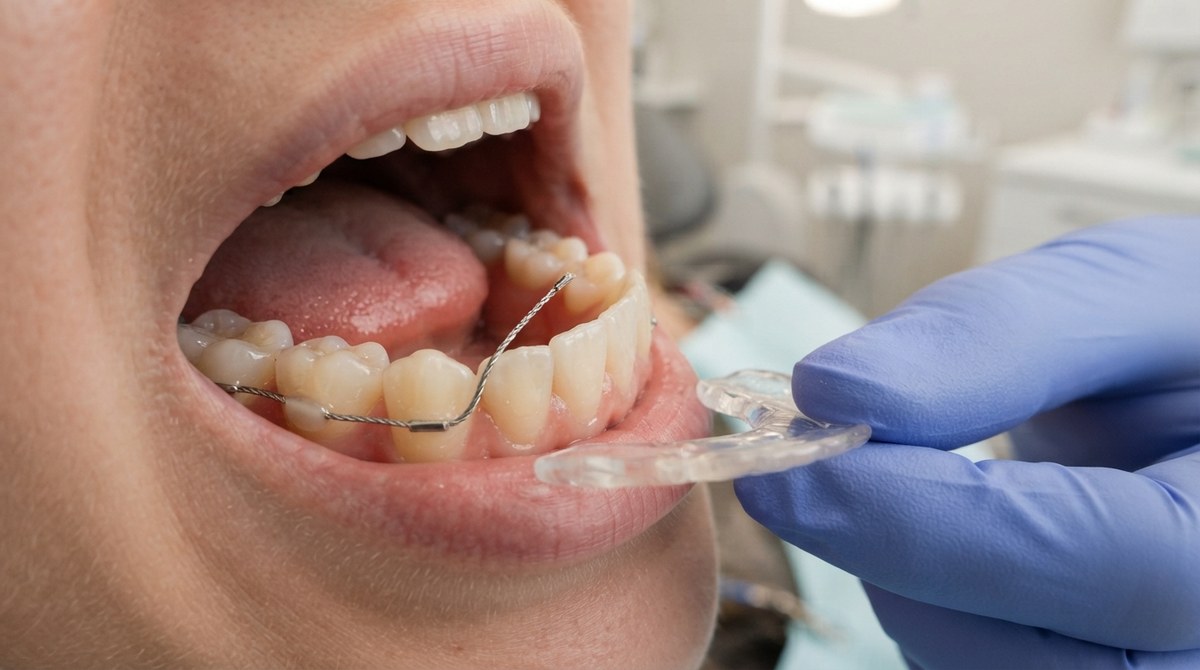 Alt kesici dişlerin arkasındaki sabit pekiştirme telinin klinikte kontrolü